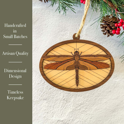Dragonfly Wood Ornament | Handcrafted Christmas Décor