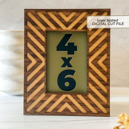Geometric Photo Frame SVG | 4x6 Laser Cut File