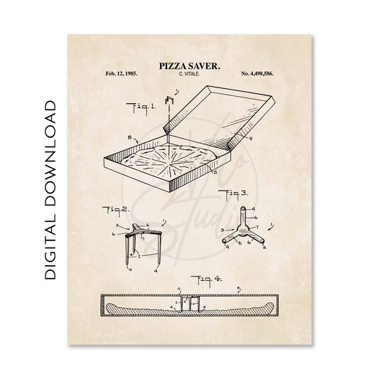 Pizza Patent Print Wall Art - Set of 4 - DIGITAL DOWNLOAD