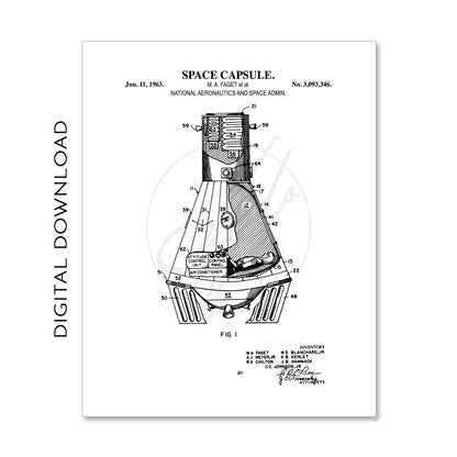 Space Patent Wall Art Set  - PRINTABLE DIGITAL DOWNLOAD