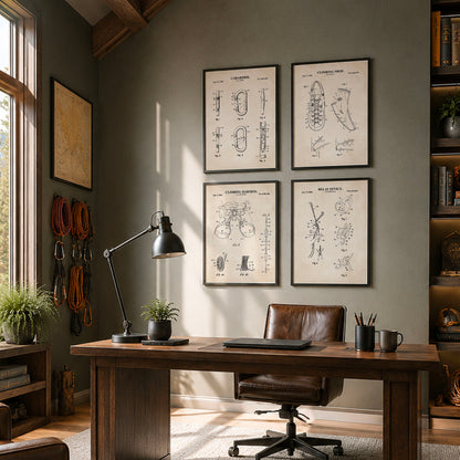 Climbing Patent Wall Art Set | Ready to Frame Prints