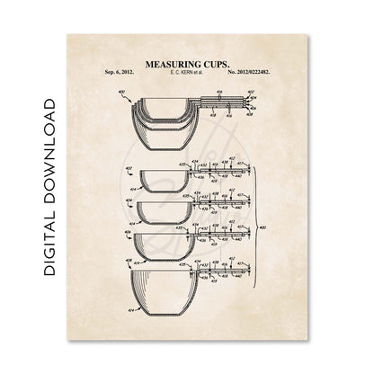 Baking Kitchen Patent Wall Art Set - PRINTABLE DIGITAL DOWNLOAD