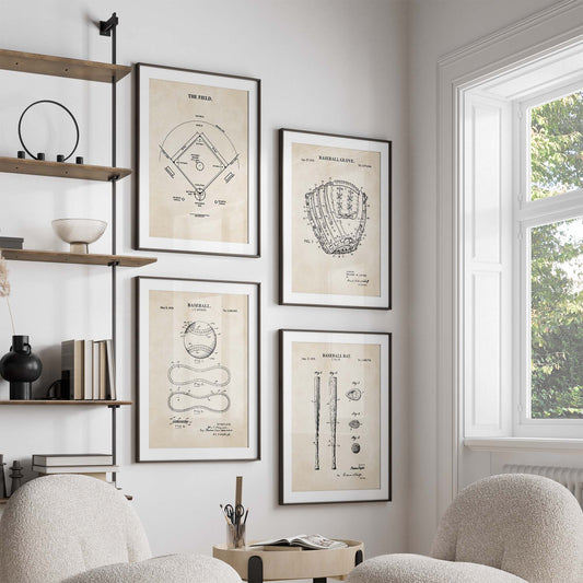 Baseball Patent Print Wall Art - Set of 4 - DIGITAL DOWNLOAD