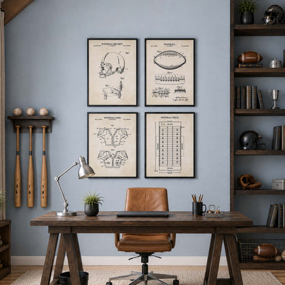 Football Patent Wall Art - Set of 4 Ready to Frame Prints