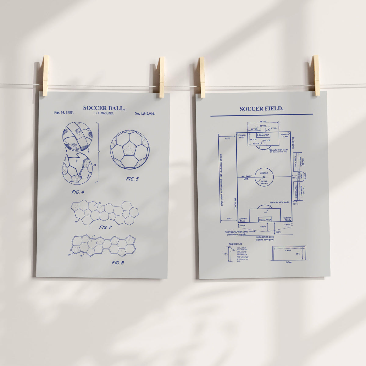 Soccer Patent Wall Art - Set of 2 Ready to Frame Prints