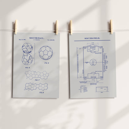 Soccer Patent Wall Art - Set of 2 Ready to Frame Prints