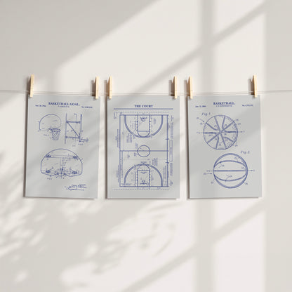 Basketball Patent Print Wall Art | Set of 3 Ready to Frame Prints