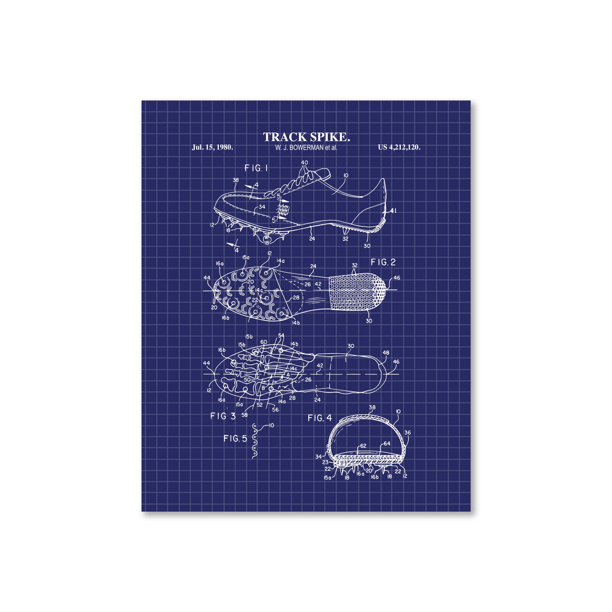 Blueprints of a track spike on a white background