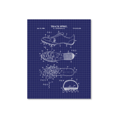 Blueprints of a track spike on a white background