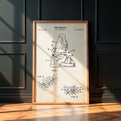 Ski Boot Patent Wall Art - PRINTABLE DIGITAL DOWNLOAD