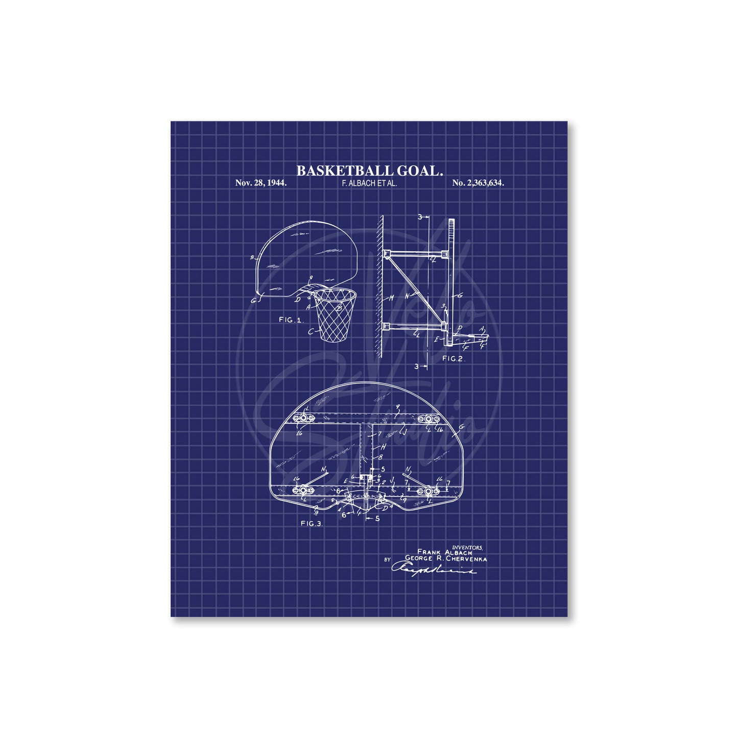 Basketball Goal Wall Art - Retro Basketball Patent - Ready to Frame Print