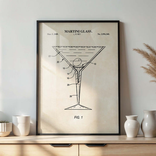 Martini Glass Patent Wall Art Print - PRINTABLE DIGITAL DOWNLOAD