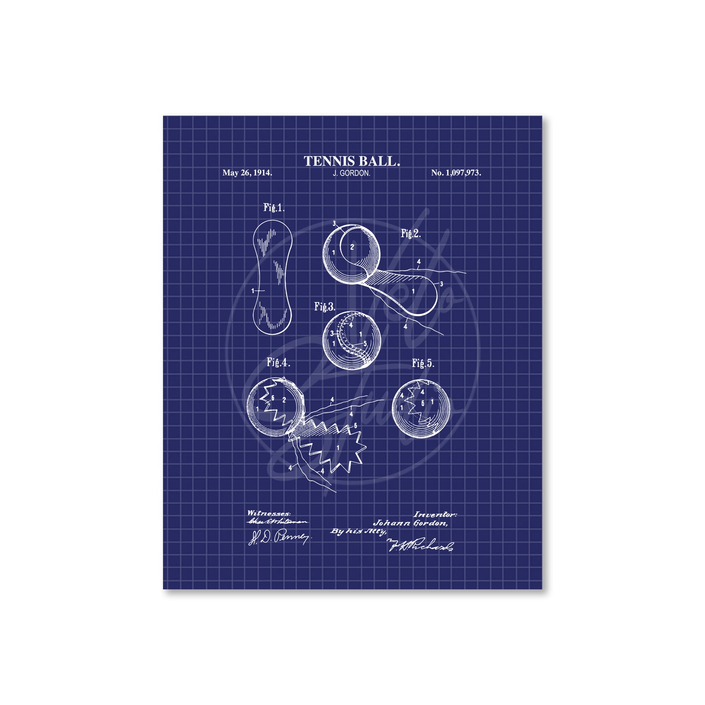 Tennis Ball Patent Wall Art - Ready to Frame Print