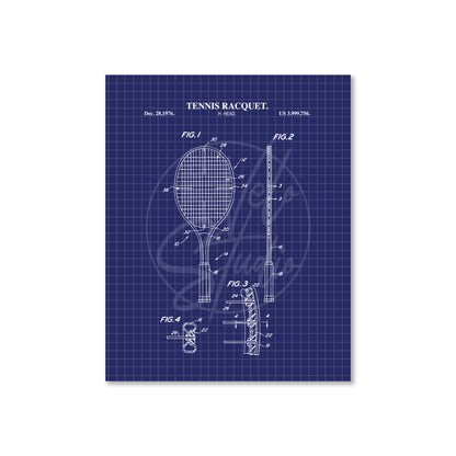 Tennis Racquet Patent Wall Art Print - Ready to Frame Sports Office Decor