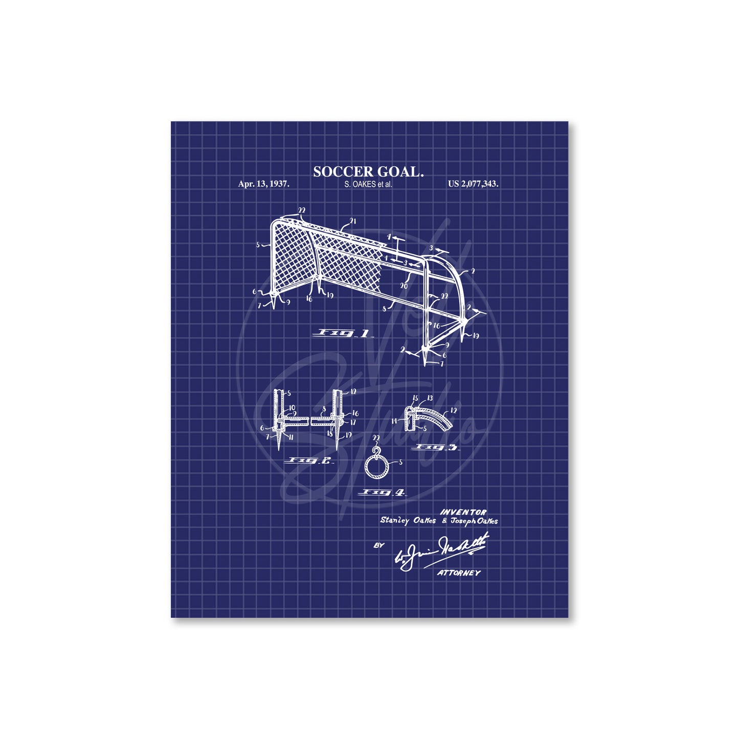 Soccer Goal Patent Wall Art - Ready to Frame Print