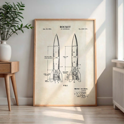 Space Rocket Wall Art Print   - PRINTABLE DIGITAL DOWNLOAD