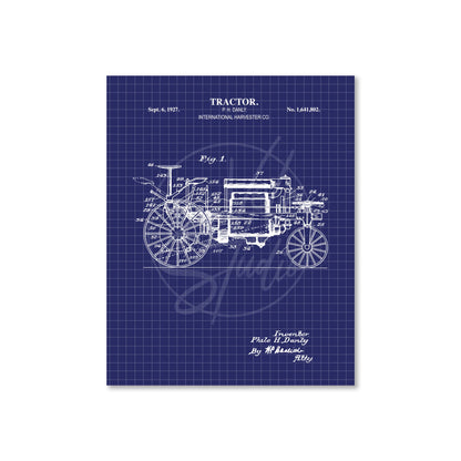 Vintage 1927 Tractor Patent Wall Art | Ready to Frame Print