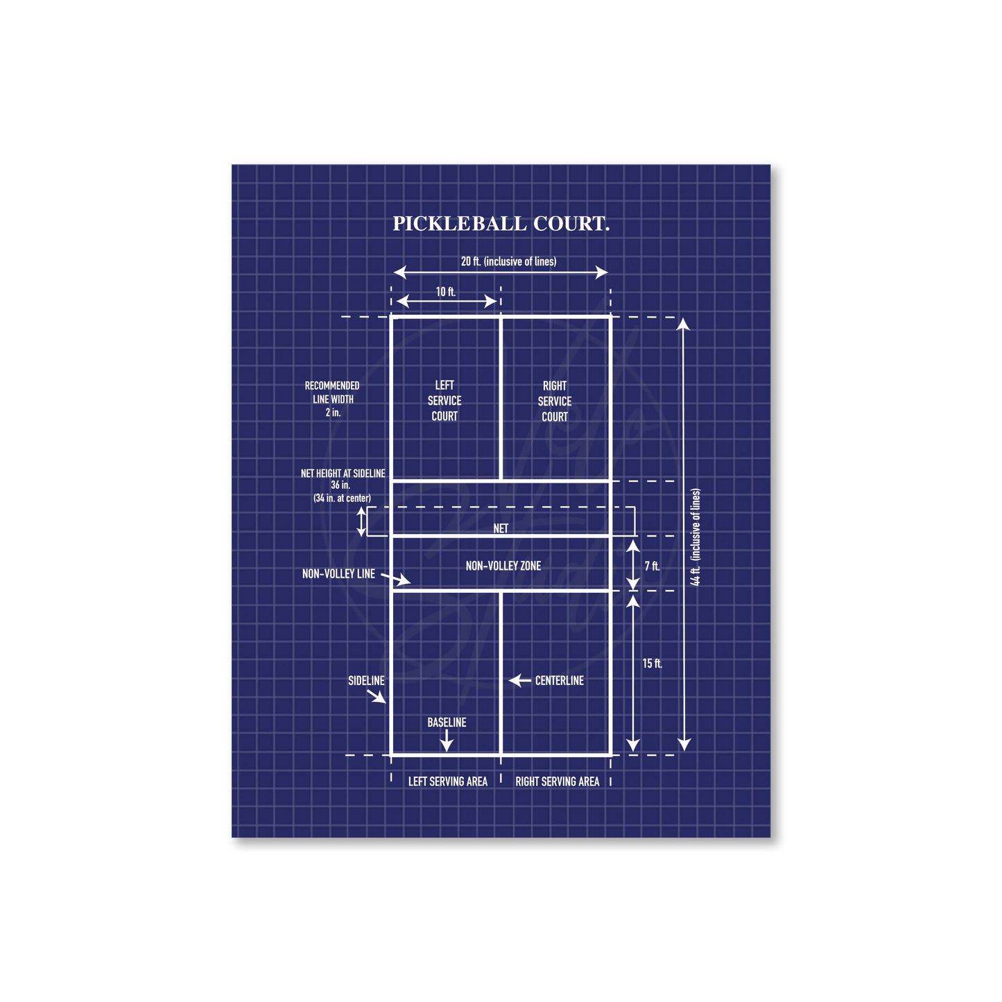 Pickleball Court Diagram Wall Art | Physical Print