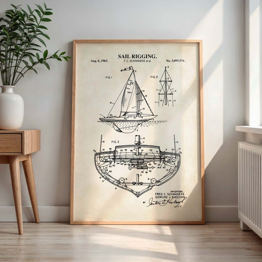 Sail Rigging Patent Wall Art - Nautical Coastal Print - PRINTABLE DIGITAL DOWNLOAD