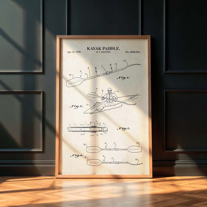Kayak Paddle Patent Wall Art - Vintage Nautical Coastal Print - PRINTABLE DIGITAL DOWNLOAD
