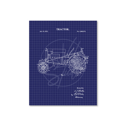 Tractor Wall Art - 1932 Tractor Patent Art - Ready to Frame Print