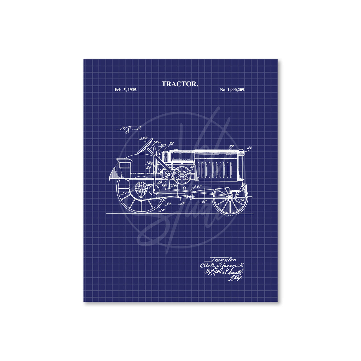 Tractor Wall Art - 1935 Tractor Patent Art - Ready to Frame Print