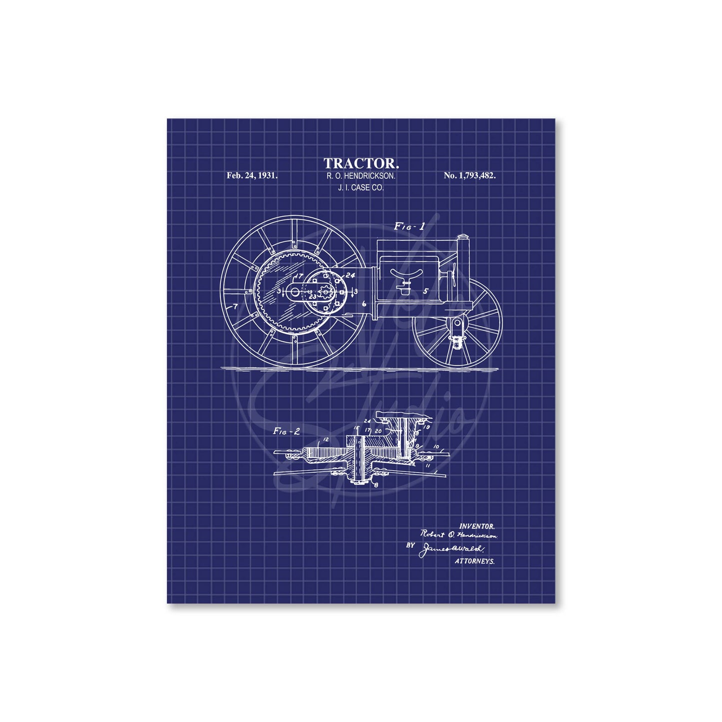 Tractor Wall Art - 1931 Tractor Patent Art - Ready to Frame Print