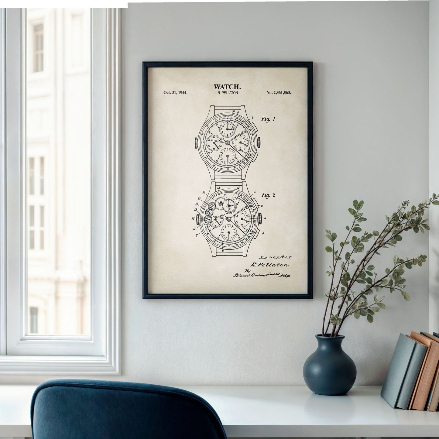 Watch 1944 Patent Wall Art  - PRINTABLE DIGITAL DOWNLOAD