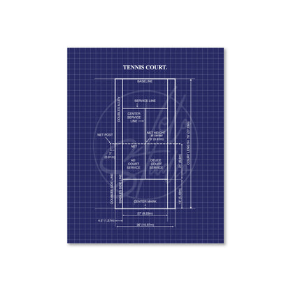 Tennis Court Wall Art - Ready to Frame Minimalist Sports Decor