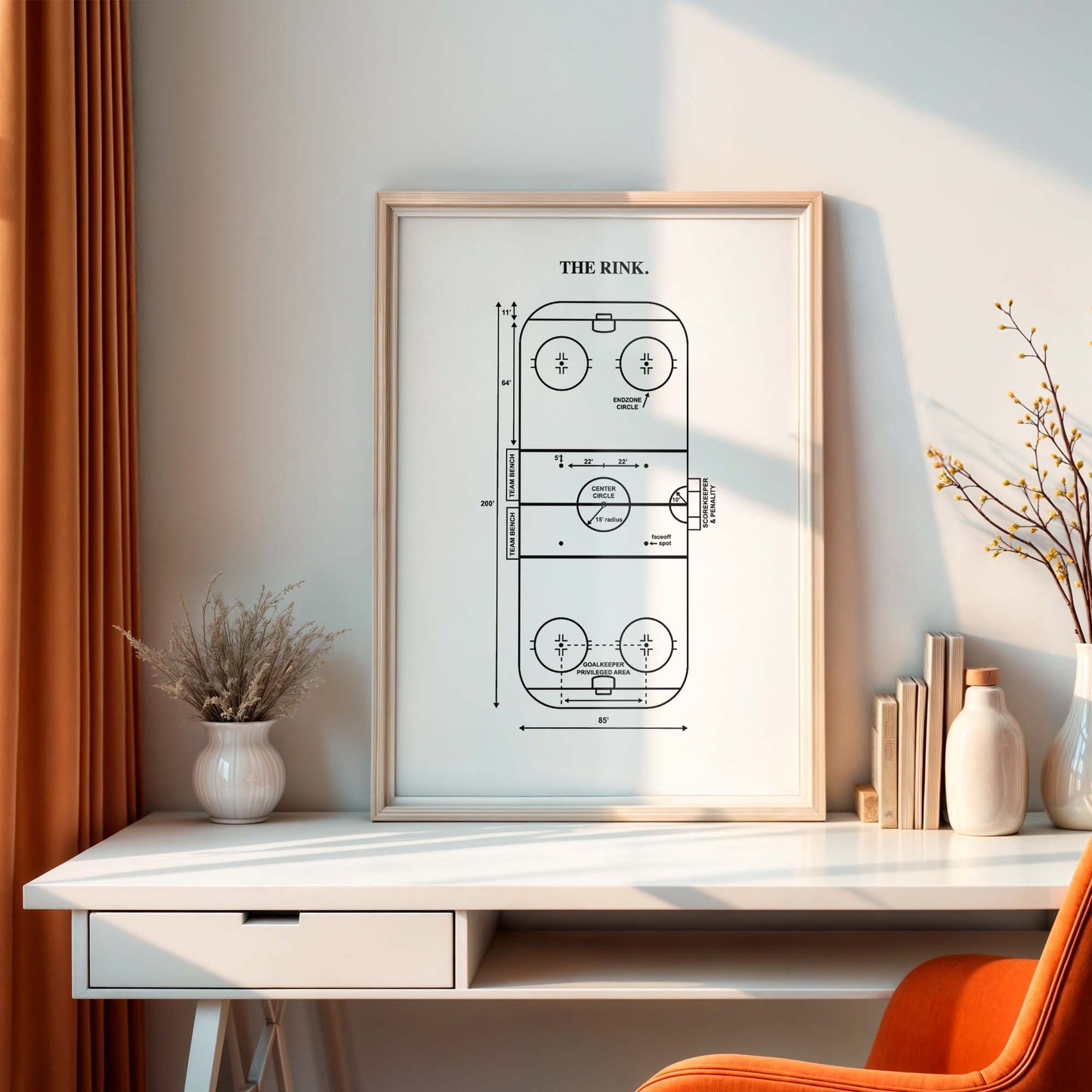 Hockey Rink Diagram Wall Art - PRINTABLE DIGITAL DOWNLOAD