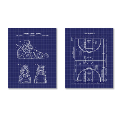 Basketball Patent Wall Art - Set of 2 Physical Prints