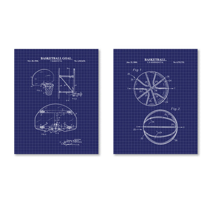 Basketball Patent Wall Art - Set of 2 Ready to Frame Prints