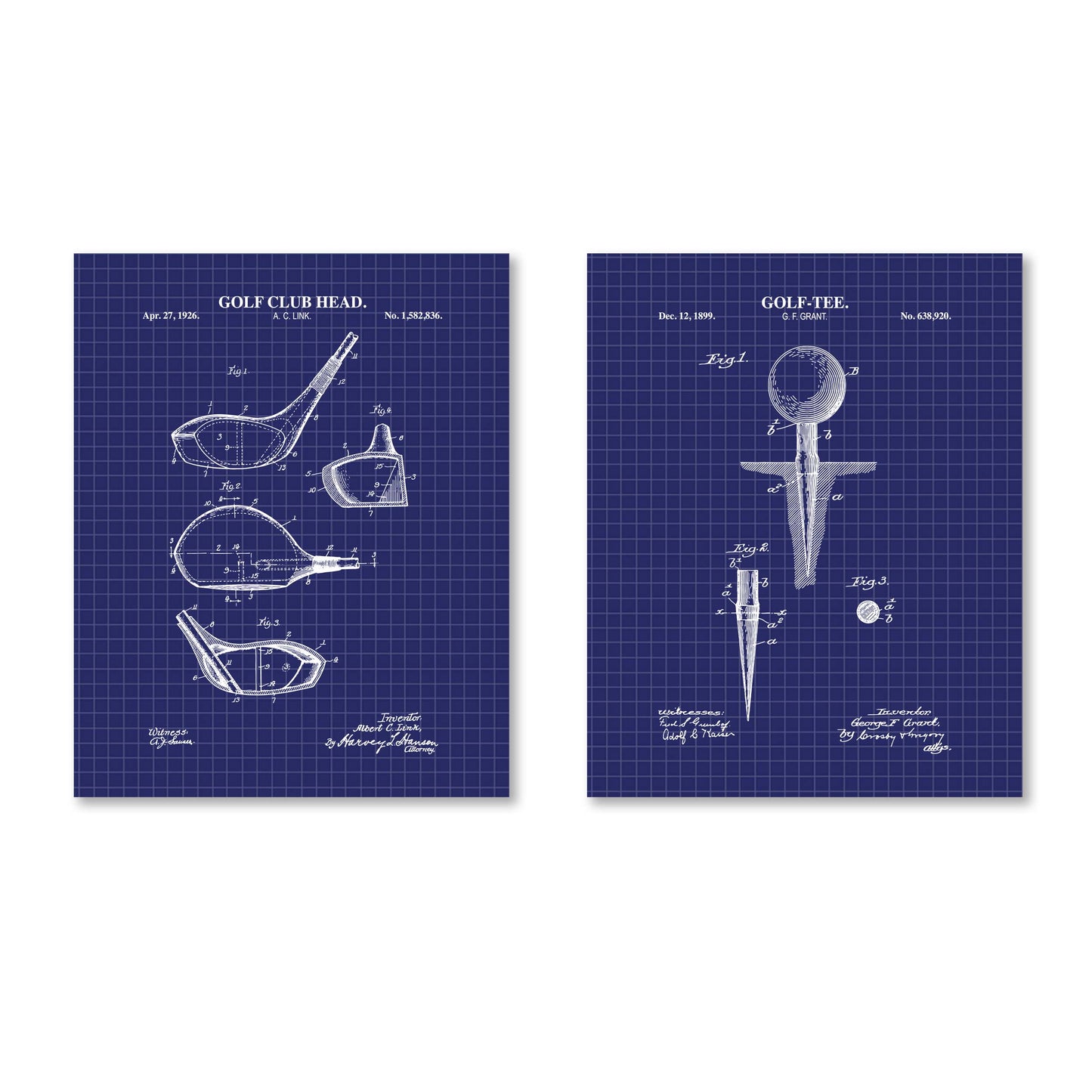 Golf Patent Wall Art Set - Ready to Frame Prints