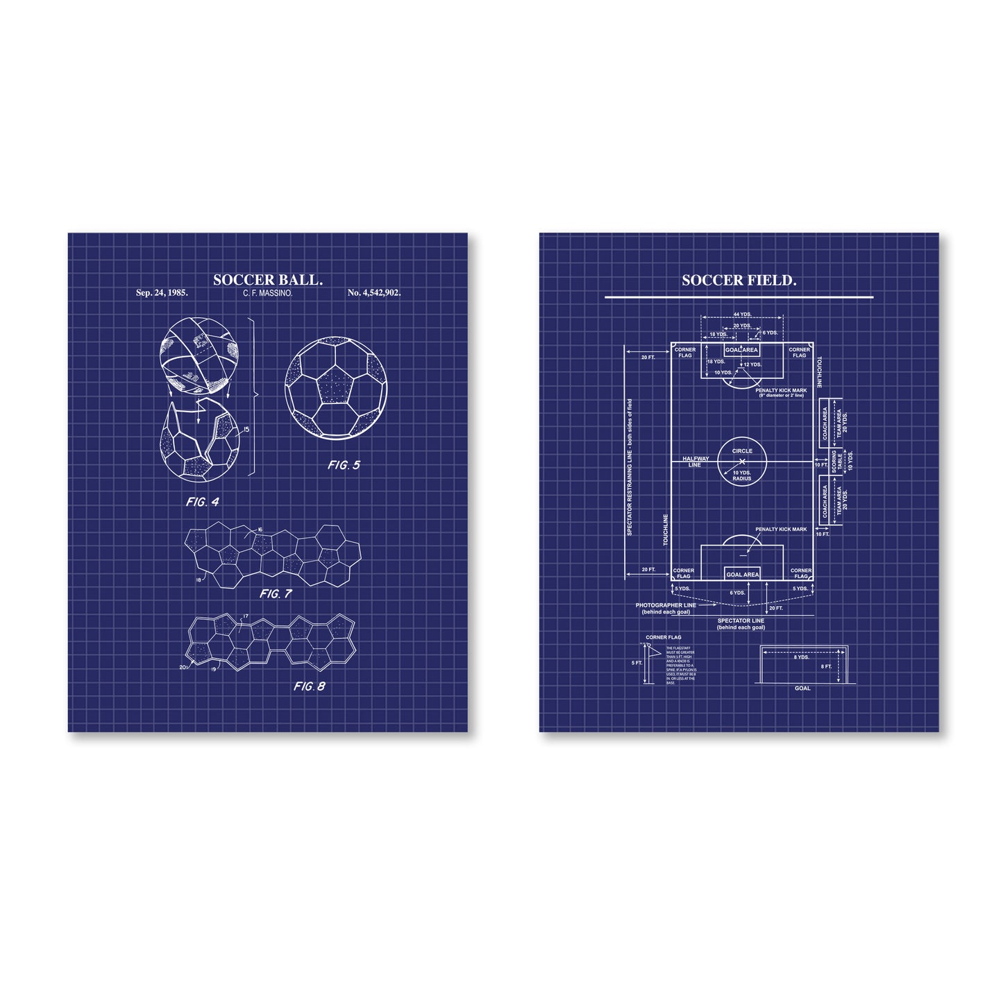 Soccer Patent Wall Art - Set of 2 Ready to Frame Prints
