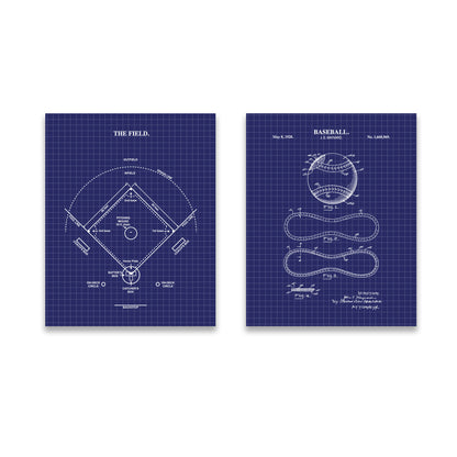 Baseball Wall Art Set | Baseball Field and Ball | Ready to Frame Prints