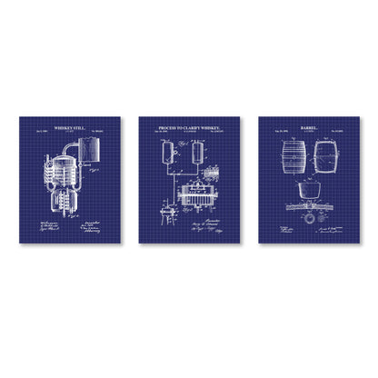 Whiskey Bourbon Patent Wall Art - Set of 3 Physical Prints