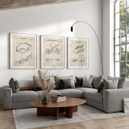 Triathlon Patent Print Wall Art Set - DIGITAL DOWNLOAD