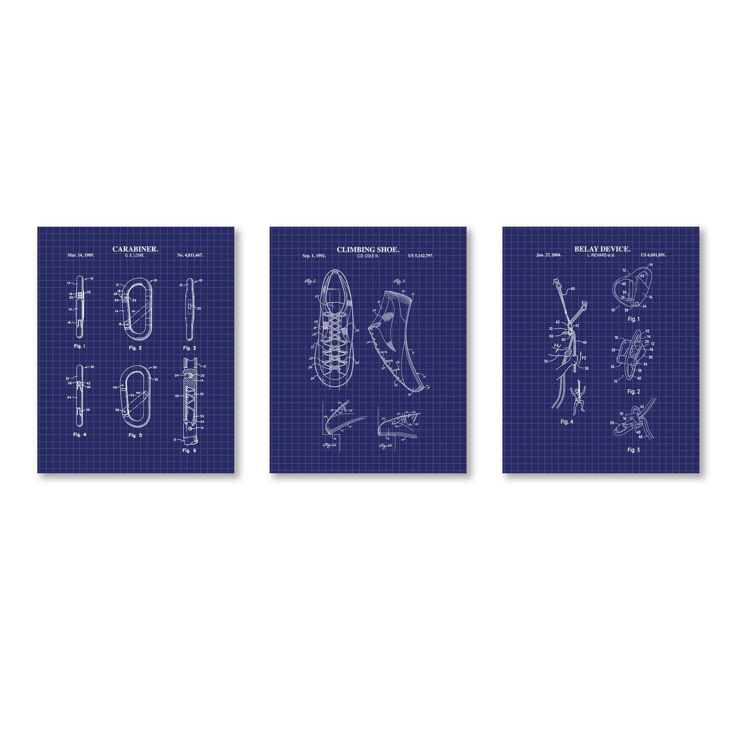 Climbing Patent Wall Art Set | Ready to Frame Prints