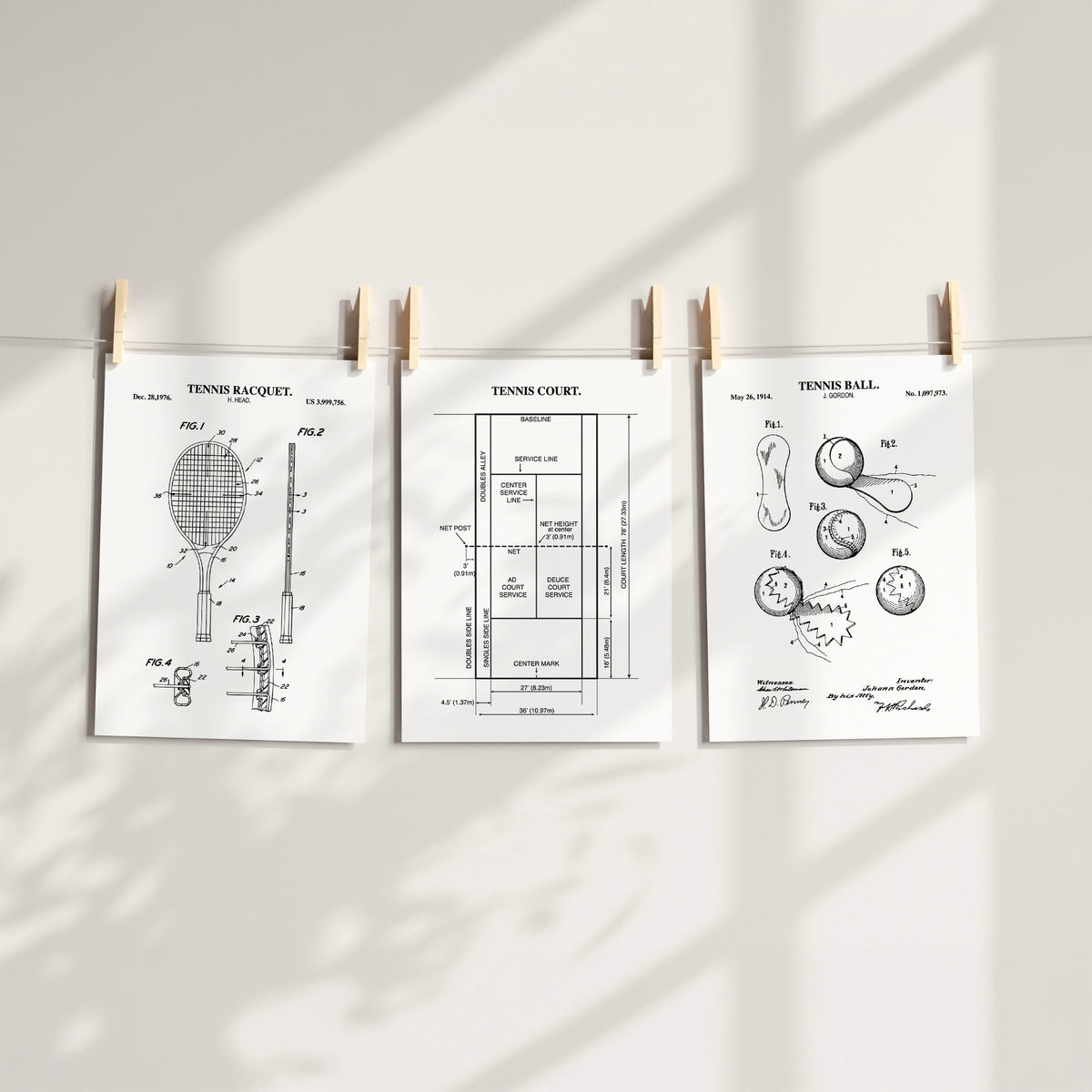 Tennis Wall Art Set - Ready to Frame Prints