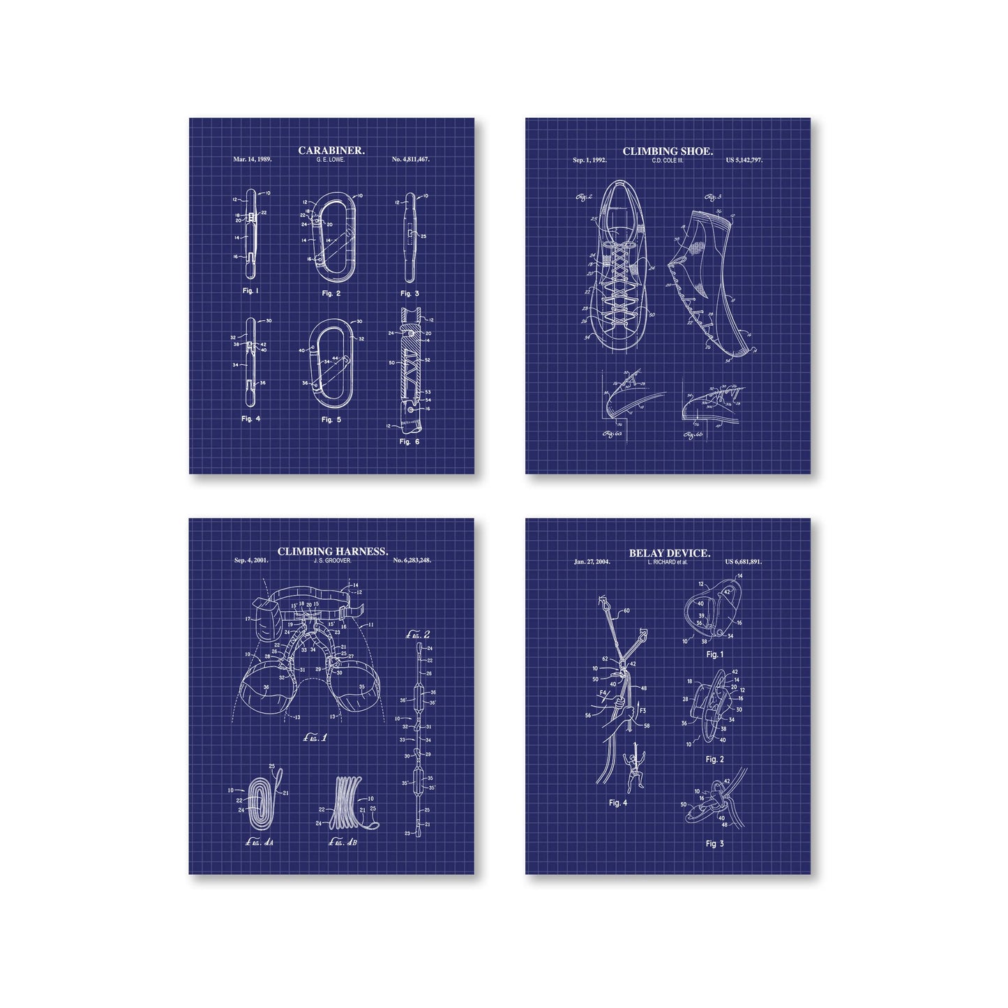 Climbing Patent Wall Art Set | Ready to Frame Prints