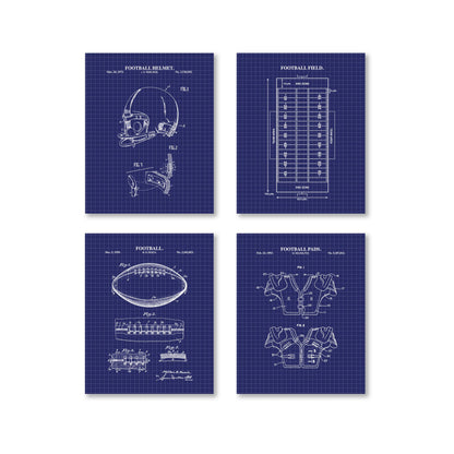 Football Patent Wall Art - Set of 4 Ready to Frame Prints
