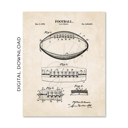 Football Patent Wall Art Bundle Set  - DIGITAL DOWNLOAD