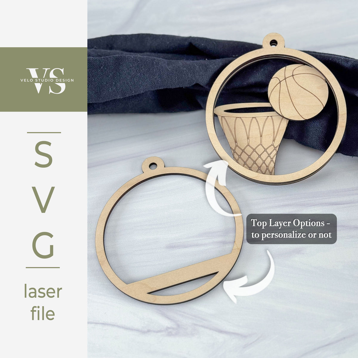 Basketball Ornament SVG | Personalized Laser Cut File