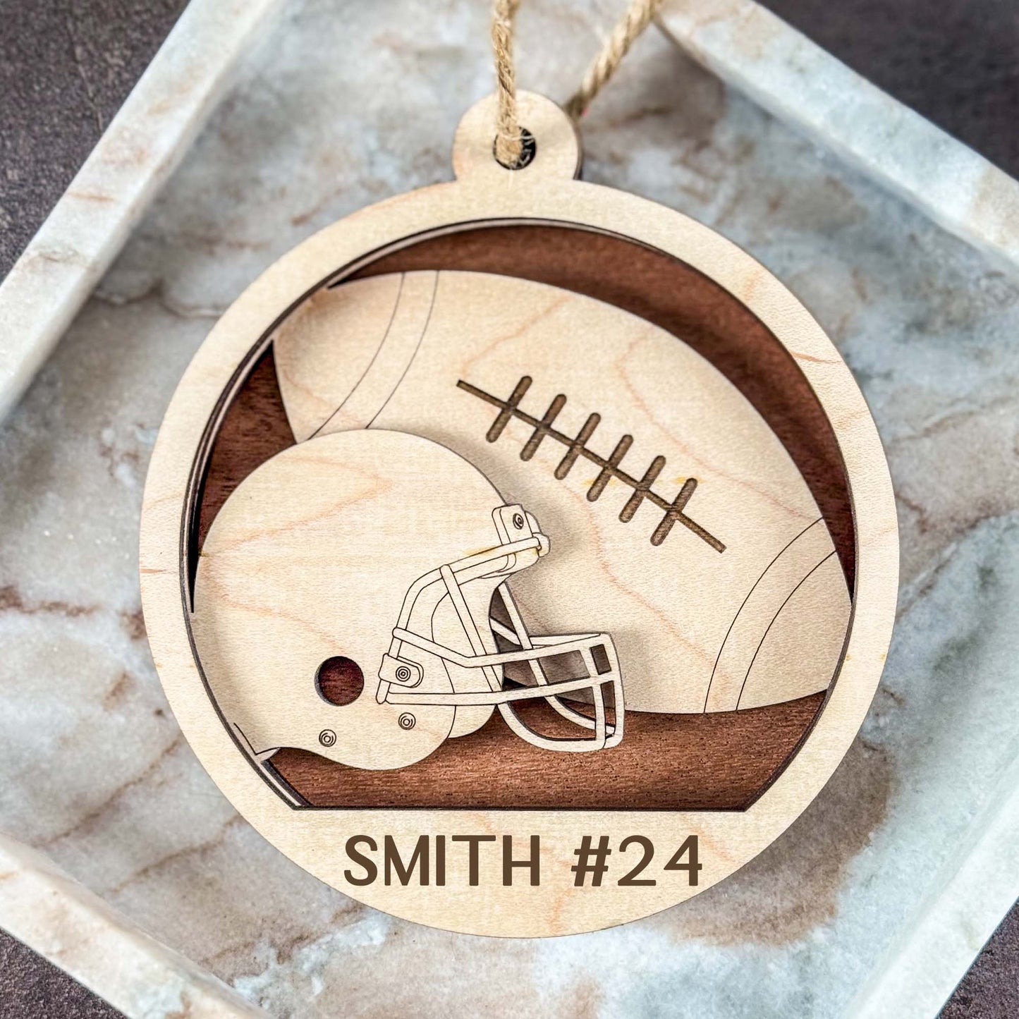 Football Ornament SVG | Personalized Layered Laser Cut File