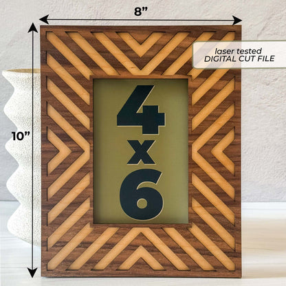 Geometric Photo Frame SVG | 4x6 Laser Cut File