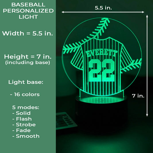 Personalized Baseball Jersey LED Light