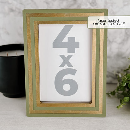 Striped Photo Frame Laser Cut File | 4x6 Photo Frame Laser SVG