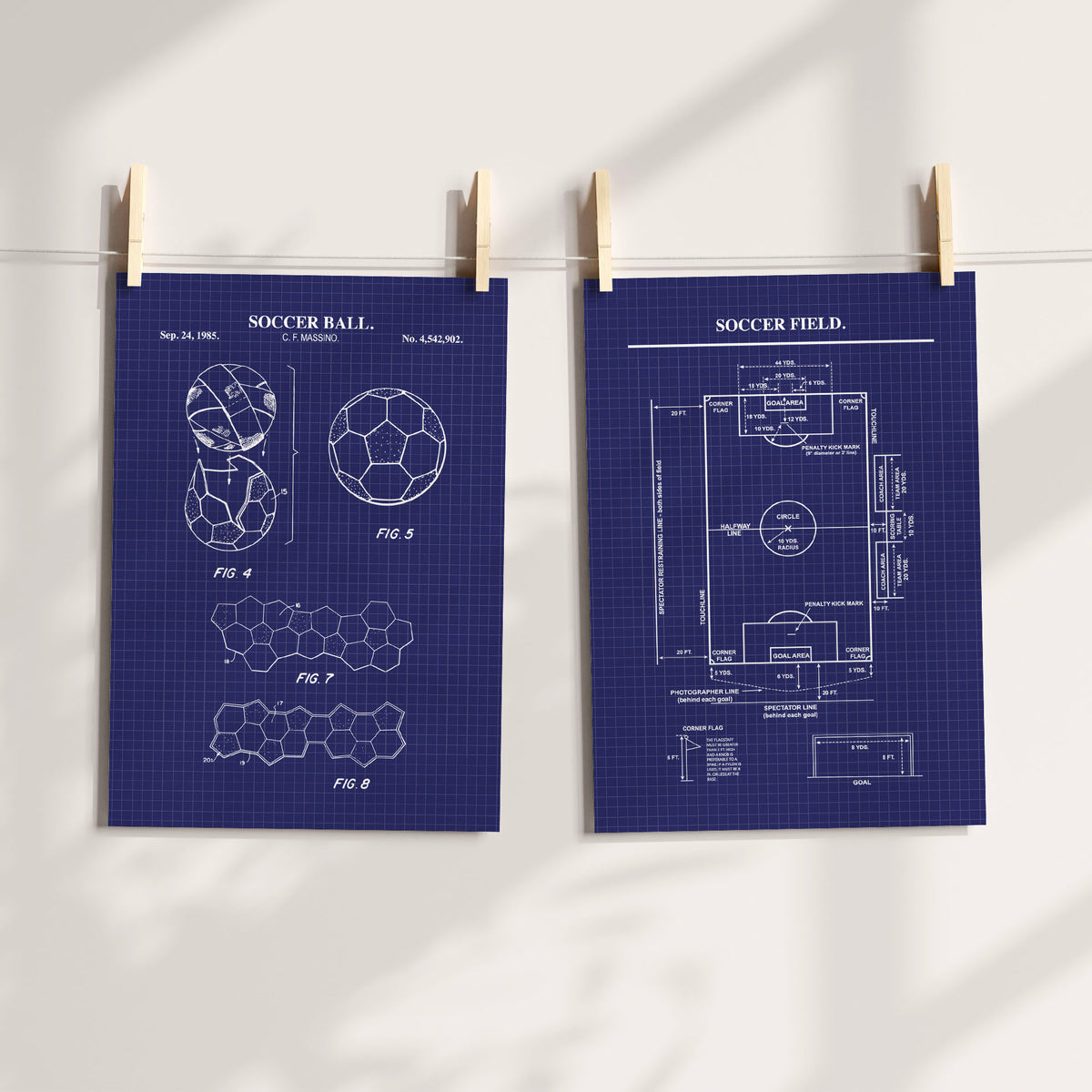 Soccer Patent Wall Art - Set of 2 Ready to Frame Prints