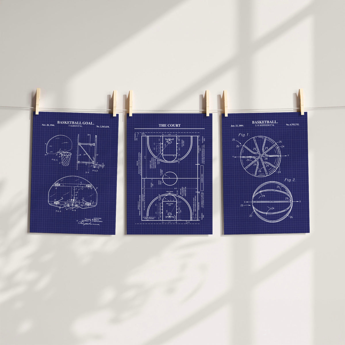 Basketball Patent Print Wall Art | Set of 3 Ready to Frame Prints
