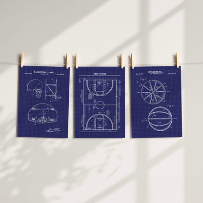Basketball Patent Print Wall Art | Set of 3 Ready to Frame Prints